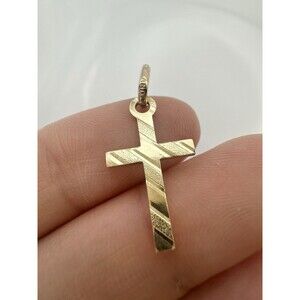 14k Italy Gold Cross Charm Pendant Reversible